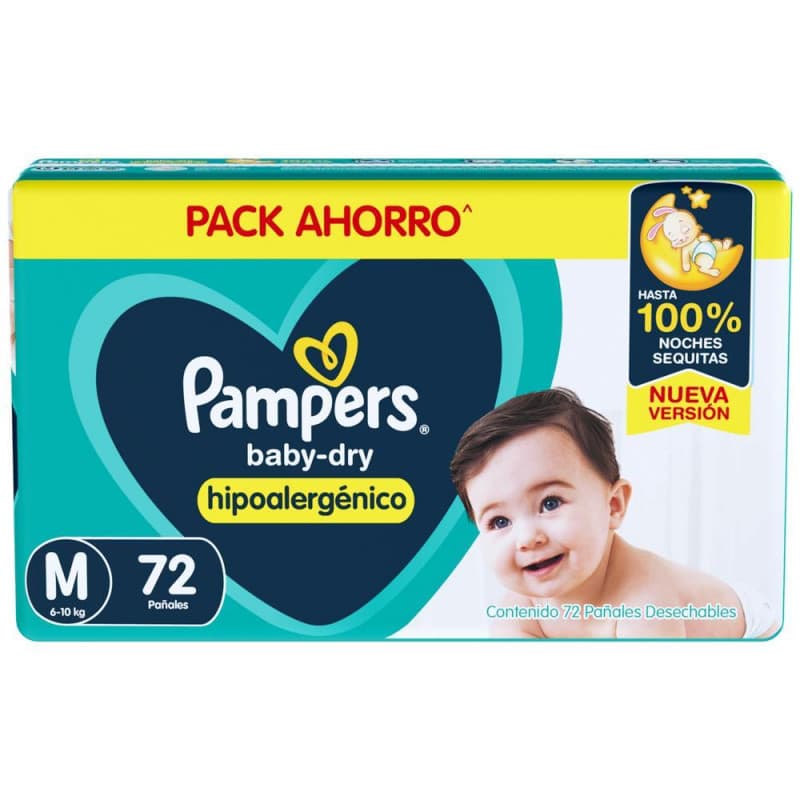 PAMPERS BABY DRY - Talle M x72
